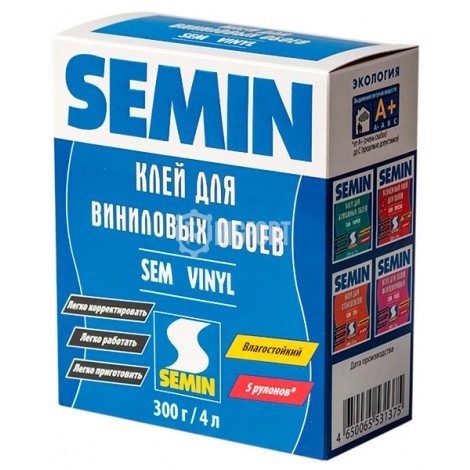 Обойный клей Semin Sem Vinyl, сухой для виниловых обоев